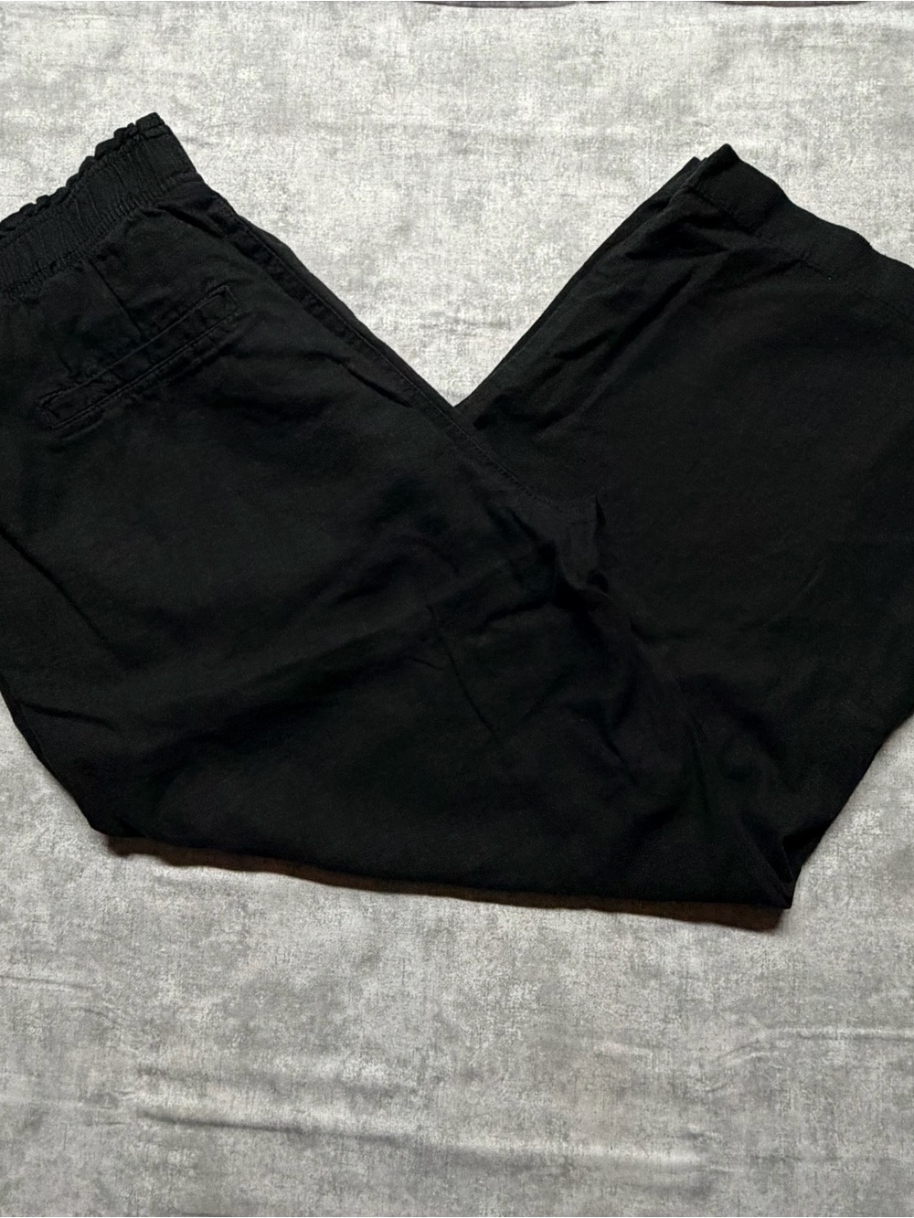 Old Navy Women's Black Wide-Leg Linen Viscose Pants Elastic Waist Size M